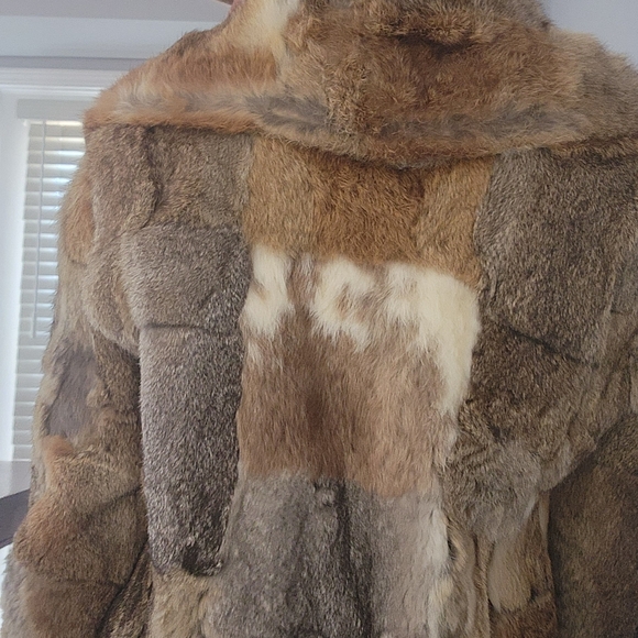 Patchwork 70s Rabbit Fur Zip Up Jacket - Picture 1 of 3